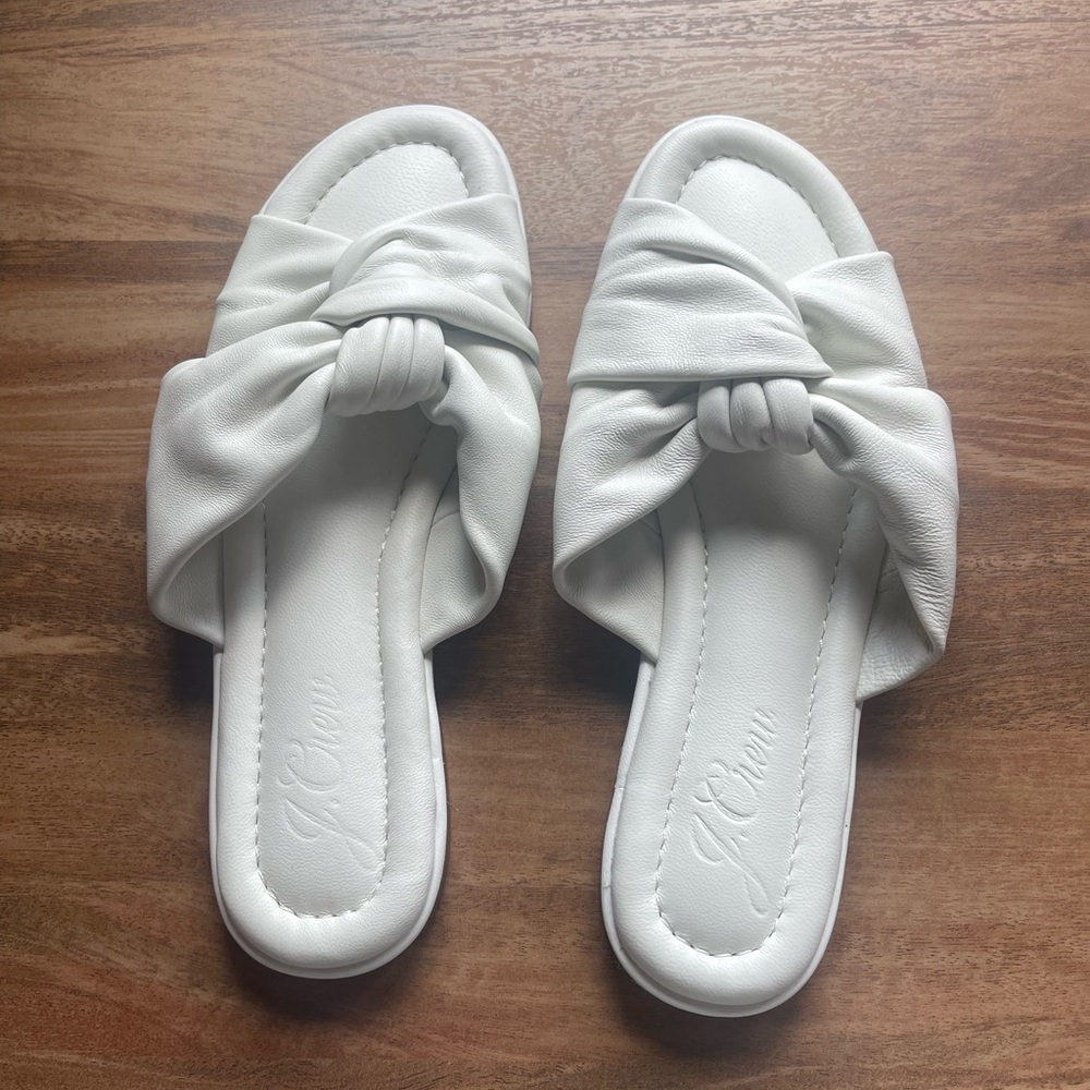 J. Crew White Sandals with Bow Detail